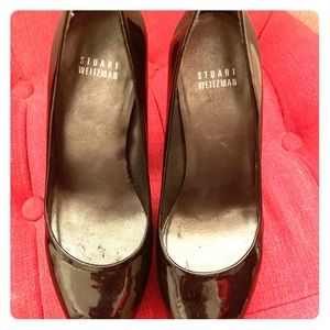 Stuart Weitzman Platform Black Heels Open Toe sz 7